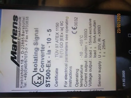 old code ST500-EX-IA-10-5- new code ST500Ex-10-5 (100144)