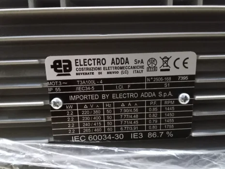 T3A100L1-4 2,2kW 4P 400/230V 50Hz B3