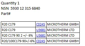 R20 C179 obsolete/altarnative type R28 (please specify the exact design; application (where the product should be used); power and voltage)