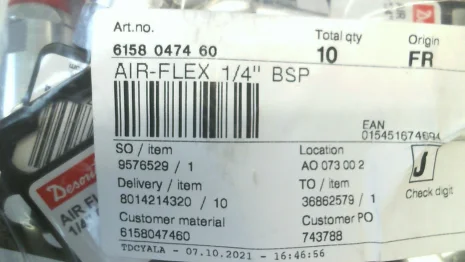 P/N: 6158047460 Type: AIR-FLEX 1/4" BSP