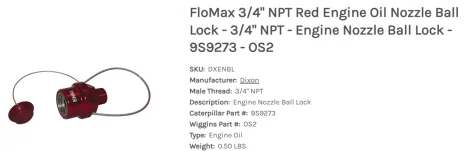 9S9273     3/4" NPT male Thread