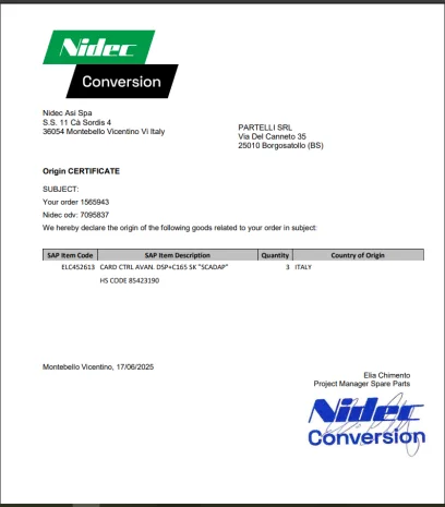 BMBDUMMY certificate of origin