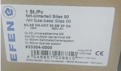 SILAS NH-UNT 00 SB 3P G4 33304-0000 33304-0000  