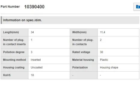 P/N: 10390400 Type: MCS 2 SS (pack x5)
