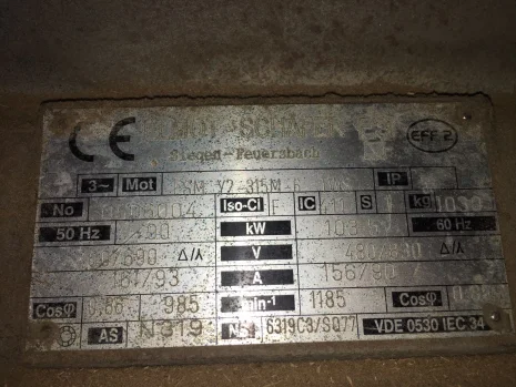 ESM Y2-315M-6 TWS obsolete, replacement P/N: 17371 Type: IE1-DM2 315 M6-P 