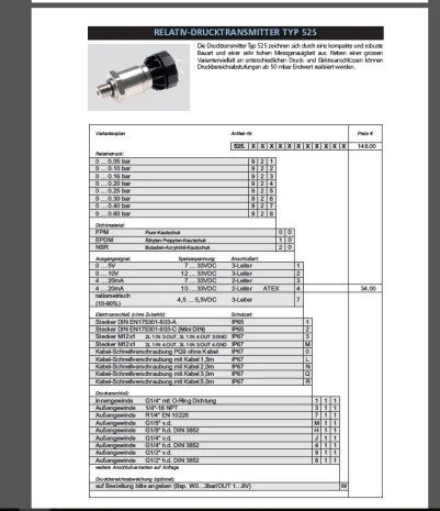 Typ 525 (0 ... 0.05 -0.6 bar) 