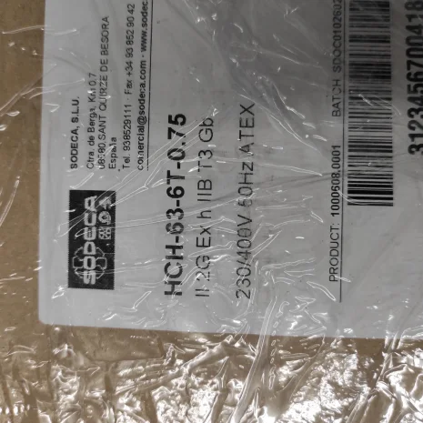 P/N: 1000608, Type:  HCH-63-6T-0.75 / ATEX / EXII2G Ex e