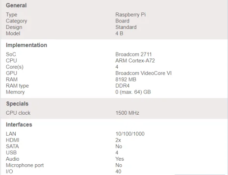 RASP PI 4 B 8GB