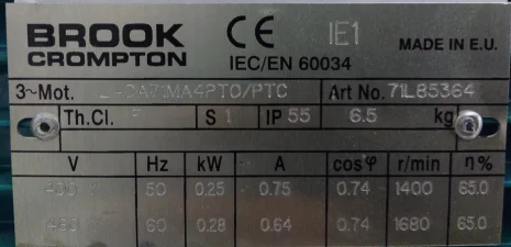 L-DA71MA 4 PTO/PTC obsolete, replacement WU-DA71SJ-C 4P 0,25kW B3 PTC 