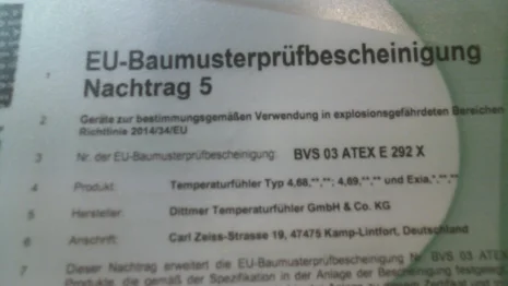 ATEX certificate