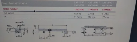 11001884 LM 16/60 stop L-bar