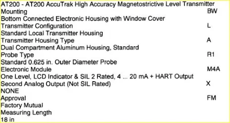 K-tek Model #AT200.BW.L.A.R1.M4A.X.FM.18" 