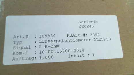 P/N: 105580; Type: DL25/50 Kaa