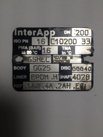 Obsolete DN200 PN 16 C10200 33 replaced by D10200.33-2KR.41.2AH.E 
