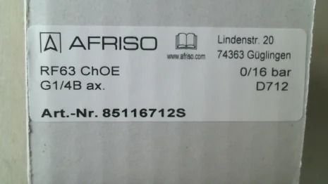 P/N;85116712S; Type:RF63ChGly 0/16bar 1/4 ax D712